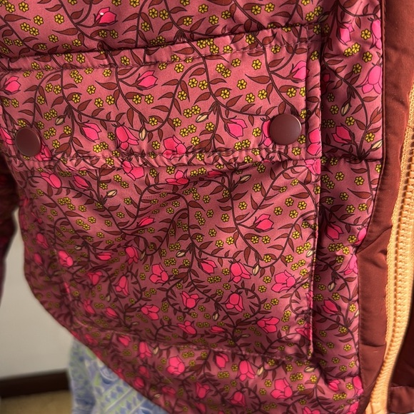Numph Anthropologie Pink Red Floral Winter Coat Size Small - Picture 2 of 9